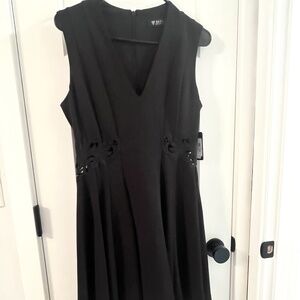 Guess Cut Out Fit and Flare Mini Dress Black Party Cocktail Wedding Size 6 LBD